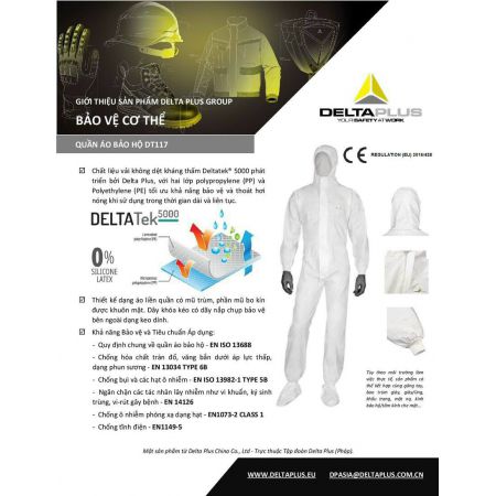 Quần áo chống hóa chất Deltaplus DT117
